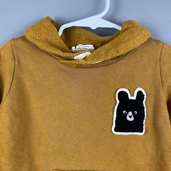 Little Seed Sweater Kids 4 100cm Yellow Pullover Cowl Neck Elbow Patch Organic - Picture 3 of 6